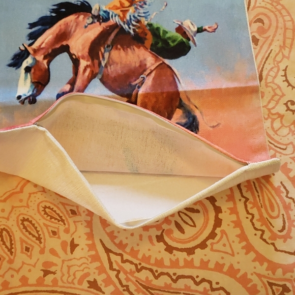 Cowboy Pillow Cover. Horse Pillow. Bronc Rider - Picture 5 of 10